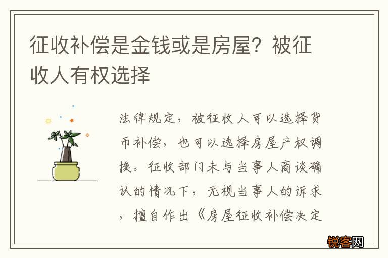 征收补偿是金钱或是房屋？被征收人有权选择