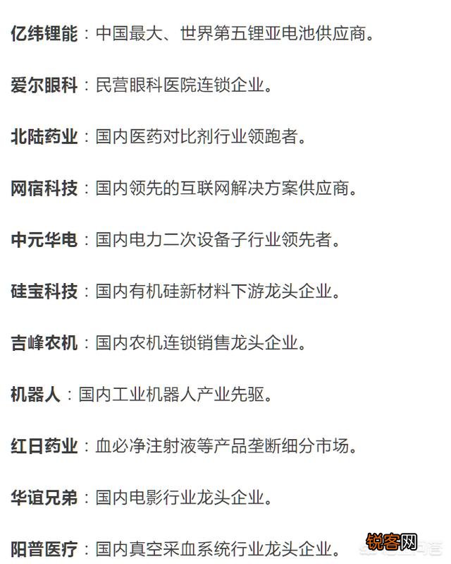 哪些是细分行业龙头？