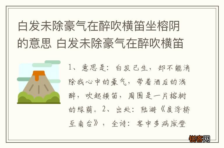 白发未除豪气在醉吹横笛坐榕阴的意思 白发未除豪气在醉吹横笛坐榕阴的意思是什么