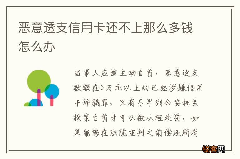恶意透支信用卡还不上那么多钱怎么办