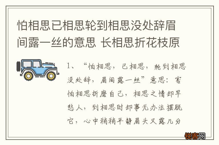 怕相思已相思轮到相思没处辞眉间露一丝的意思 长相思折花枝原文内容及翻译