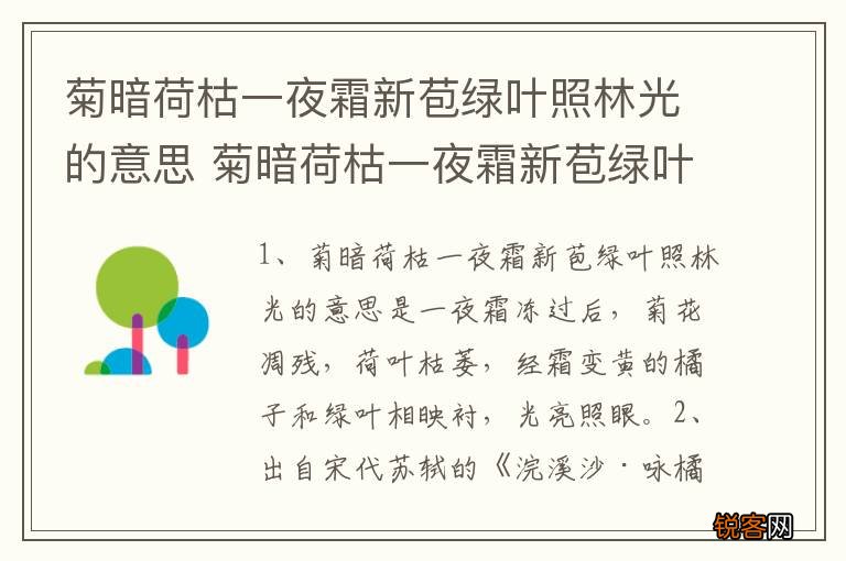 菊暗荷枯一夜霜新苞绿叶照林光的意思 菊暗荷枯一夜霜新苞绿叶照林光的解释