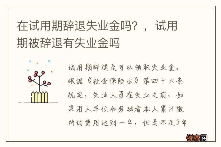 在试用期辞退失业金吗？，试用期被辞退有失业金吗