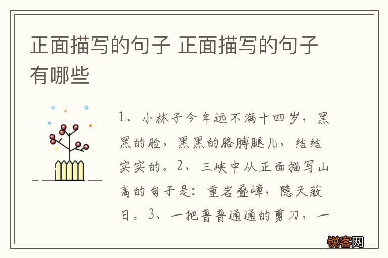 正面描写的句子 正面描写的句子有哪些