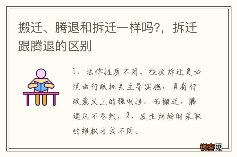 搬迁、腾退和拆迁一样吗?，拆迁跟腾退的区别