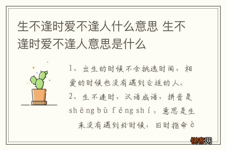 生不逢时爱不逢人什么意思 生不逢时爱不逢人意思是什么