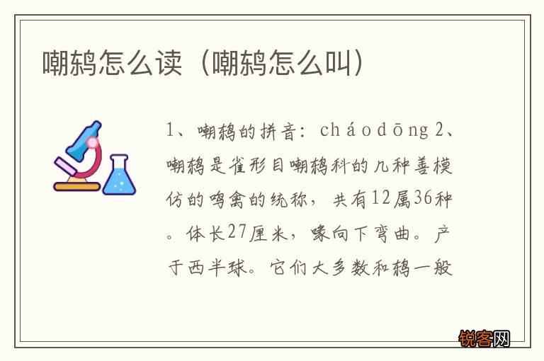 嘲鸫怎么叫 嘲鸫怎么读