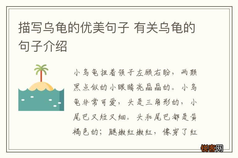 描写乌龟的优美句子 有关乌龟的句子介绍