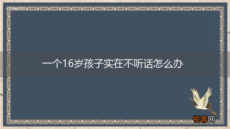 一个16岁孩子实在不听话怎么办
