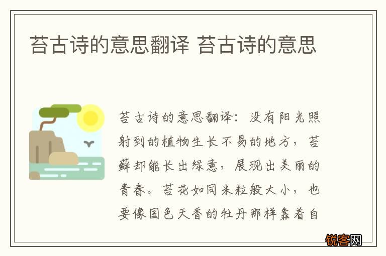 苔古诗的意思翻译 苔古诗的意思