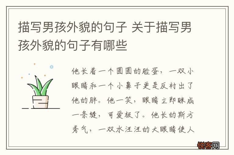 描写男孩外貌的句子 关于描写男孩外貌的句子有哪些