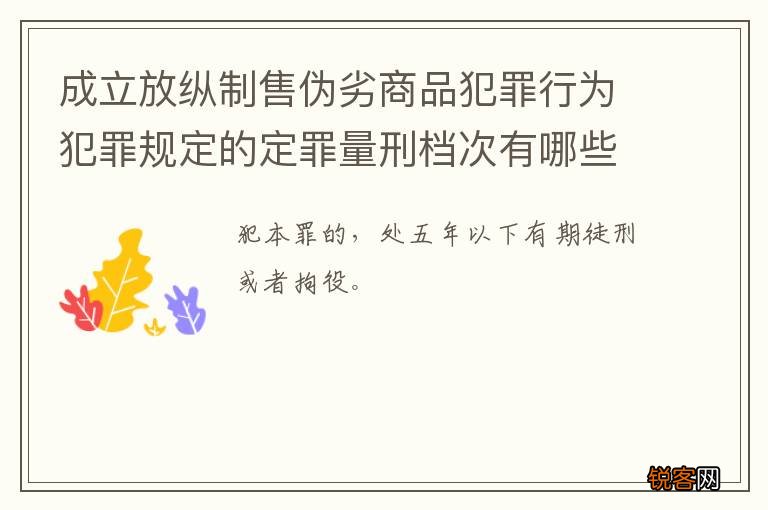 成立放纵制售伪劣商品犯罪行为犯罪规定的定罪量刑档次有哪些