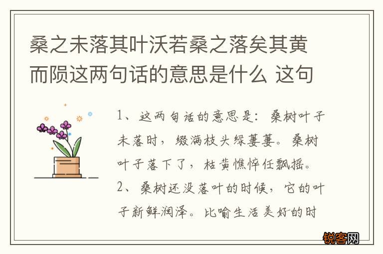 桑之未落其叶沃若桑之落矣其黄而陨这两句话的意思是什么 这句诗歌来自何处