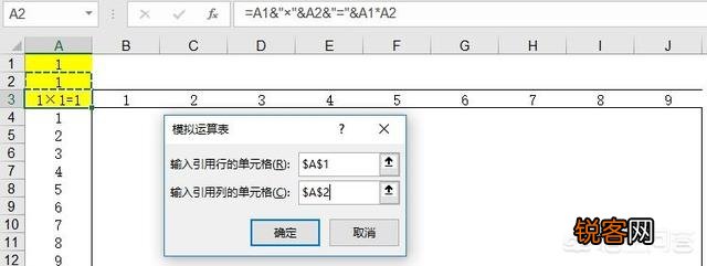 如何在Excel里制作一个九九乘法表？