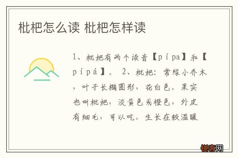 枇杷怎么读 枇杷怎样读