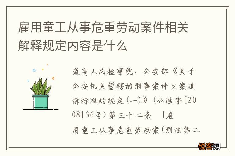 雇用童工从事危重劳动案件相关解释规定内容是什么