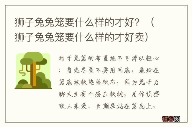狮子兔兔笼要什么样的才好卖 狮子兔兔笼要什么样的才好？