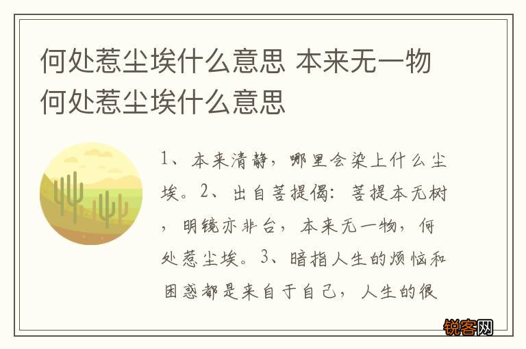何处惹尘埃什么意思 本来无一物何处惹尘埃什么意思