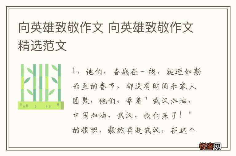 向英雄致敬作文 向英雄致敬作文精选范文