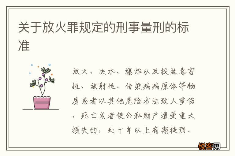 关于放火罪规定的刑事量刑的标准