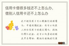 信用卡借很多钱还不上怎么办，借别人信用卡还不上怎么办