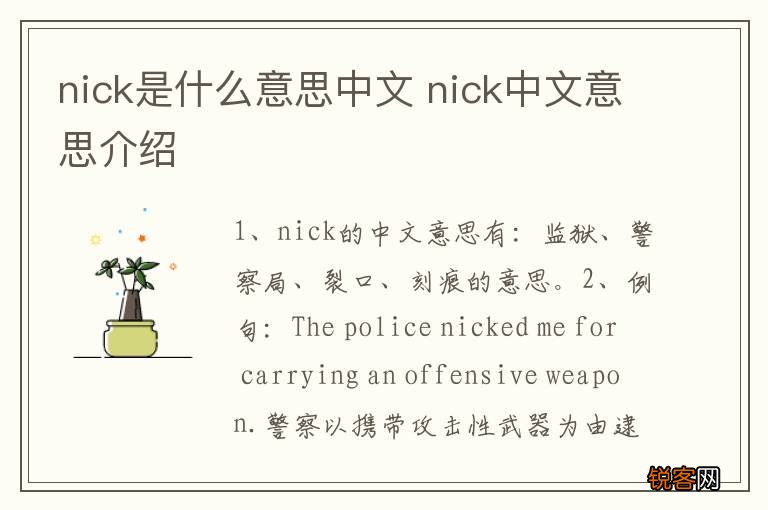 nick是什么意思中文 nick中文意思介绍