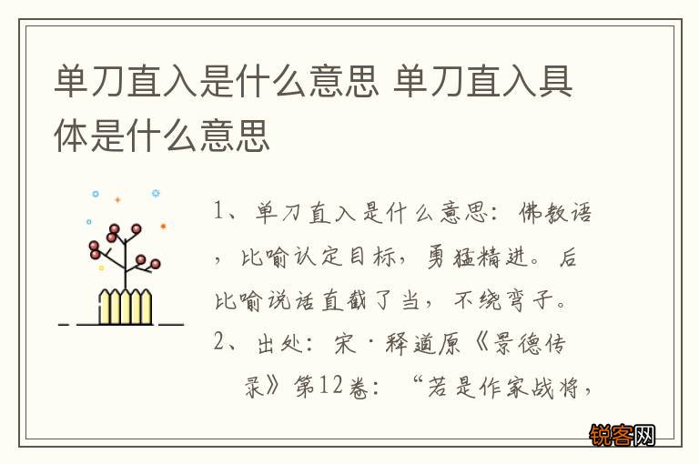单刀直入是什么意思 单刀直入具体是什么意思