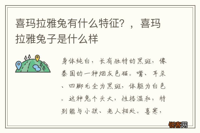 喜玛拉雅兔有什么特征？，喜玛拉雅兔子是什么样