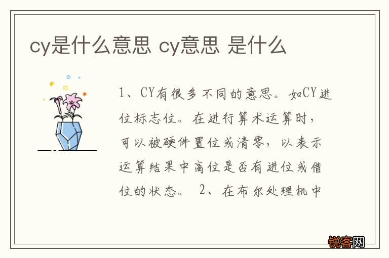 cy是什么意思 cy意思 是什么