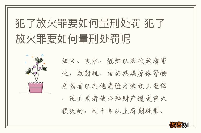 犯了放火罪要如何量刑处罚 犯了放火罪要如何量刑处罚呢