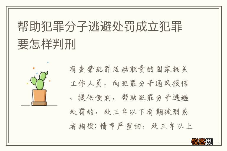 帮助犯罪分子逃避处罚成立犯罪要怎样判刑