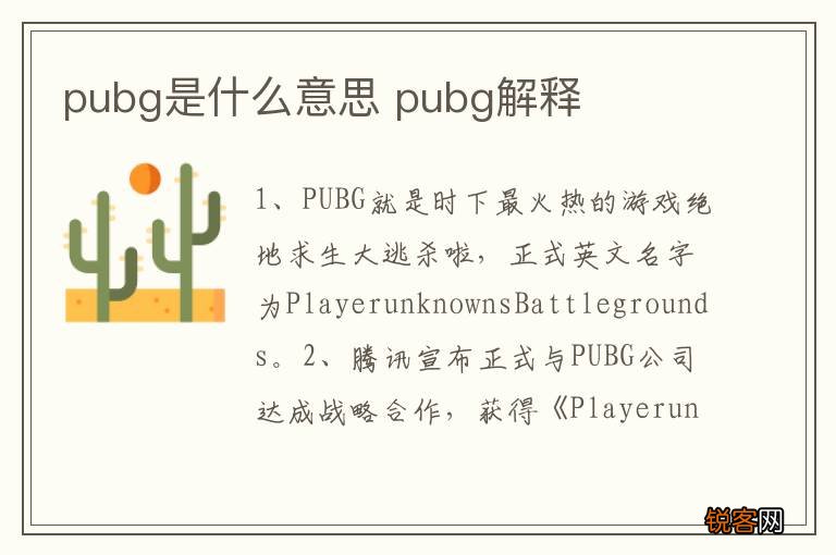 pubg是什么意思 pubg解释