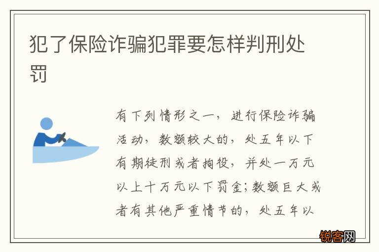 犯了保险诈骗犯罪要怎样判刑处罚