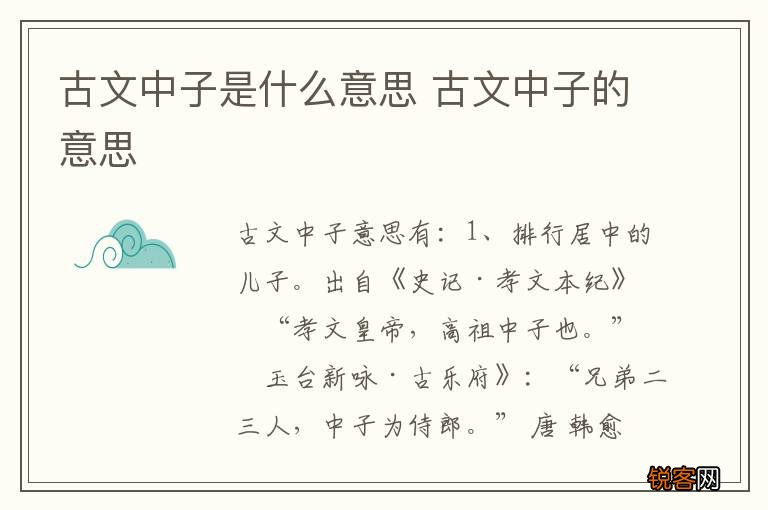 古文中子是什么意思 古文中子的意思