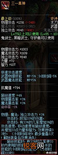 DNF狂战BUFF强化里带三一神和精炼戒指有什么用？