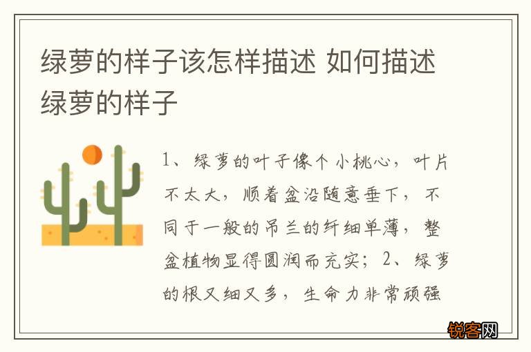 绿萝的样子该怎样描述 如何描述绿萝的样子