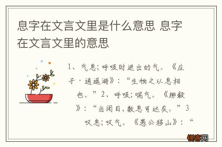 息字在文言文里是什么意思 息字在文言文里的意思