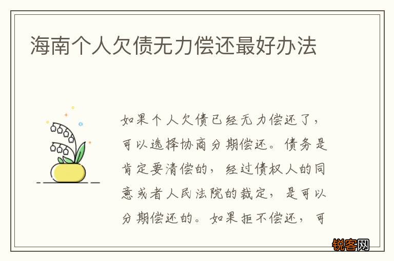 海南个人欠债无力偿还最好办法