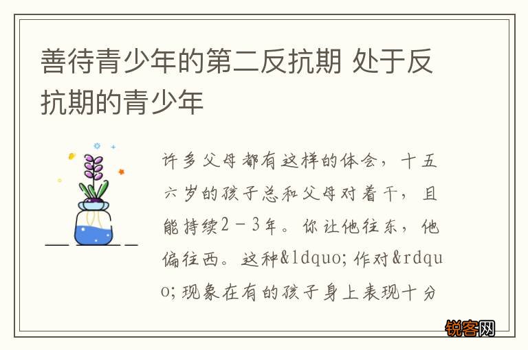 善待青少年的第二反抗期 处于反抗期的青少年