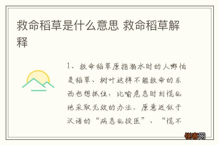 救命稻草是什么意思 救命稻草解释