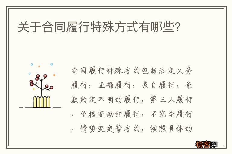 关于合同履行特殊方式有哪些？