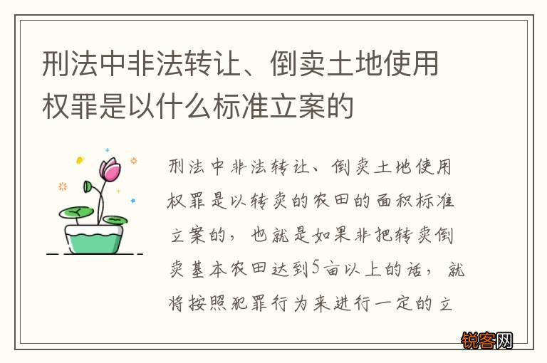 刑法中非法转让、倒卖土地使用权罪是以什么标准立案的