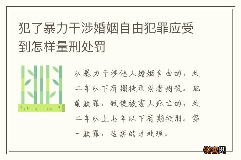 犯了暴力干涉婚姻自由犯罪应受到怎样量刑处罚
