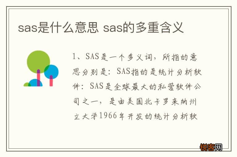 sas是什么意思 sas的多重含义