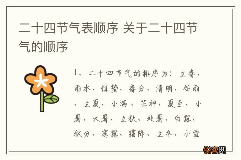 二十四节气表顺序 关于二十四节气的顺序