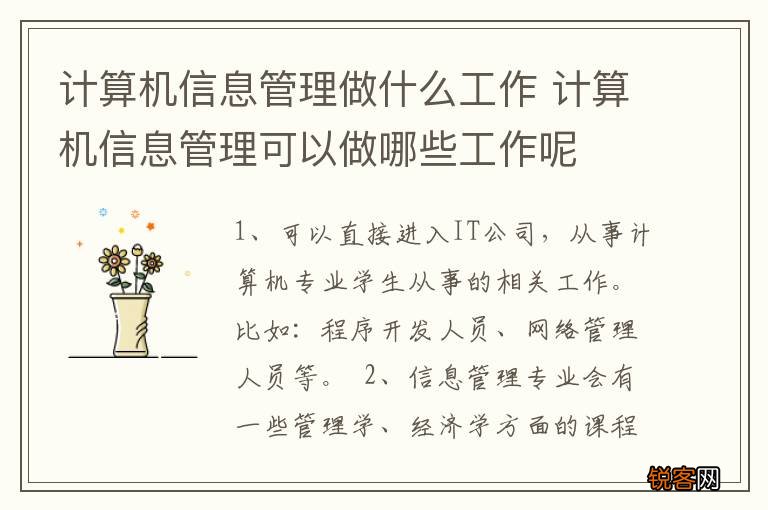 计算机信息管理做什么工作 计算机信息管理可以做哪些工作呢