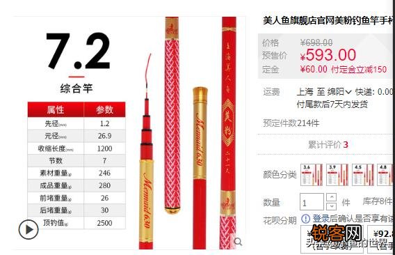 鱼竿7.2,预算300多,买什么牌子的好,有什么推荐吗？