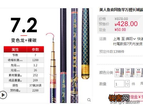 鱼竿7.2,预算300多,买什么牌子的好,有什么推荐吗？