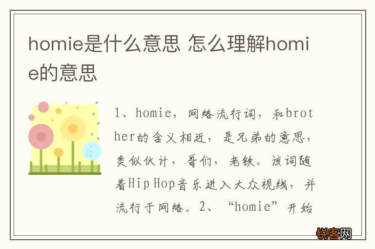 homie是什么意思 怎么理解homie的意思