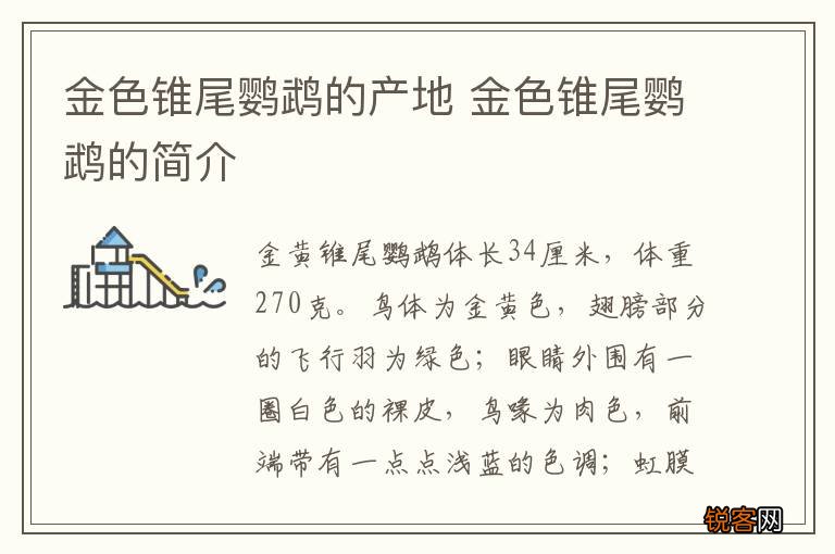 金色锥尾鹦鹉的产地 金色锥尾鹦鹉的简介